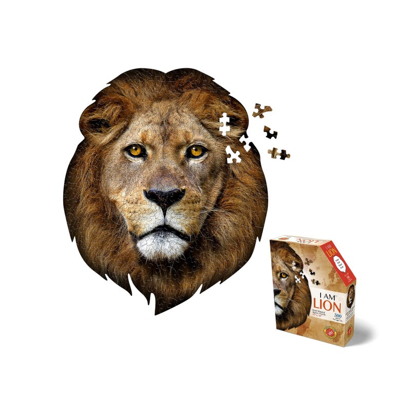 Madd Capp e11even, LLC Madd CAPP Puzzles - I AM Lion - 300 Pieces - Animal Shaped Jigsaw Puzzle (6016) , Brown - Image 1